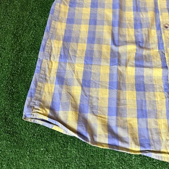 Columbia Shirt Size XL Blue Yellow Plaid Button Up Relaxed Fit Outdoor Hiking - Picture 4 of 16